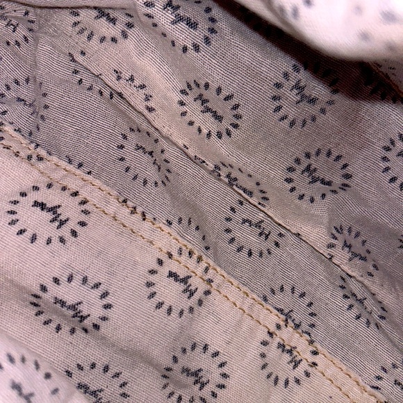 MYRA🌻BAG BOHO Blue Floral Canvas Navy Denim💙Brown LEATHER Handles & Accents - Picture 13 of 16